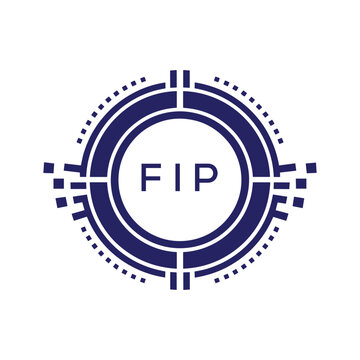 FIP Modern Abstract Circular Technology Logo Design with FIP Letter Logo.
