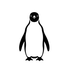 A silhouette of a penguin in front profile pose. Isolated penguin tattoo design. © ZamStock