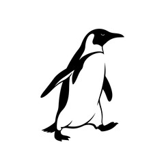 A silhouette of a penguin in waddling pose. Isolated penguin tattoo design © ZamStock