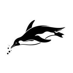 Obraz premium A silhouette of a penguin in swimming pose. Isolated penguin tattoo design.