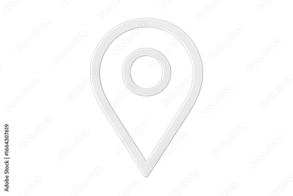 Poster white map pin icon isolated on transparent background, representing location, navigation, and gps tr