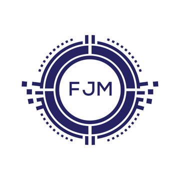 FJM Modern Abstract Circular Technology Logo Design with FJM Letter Logo.
