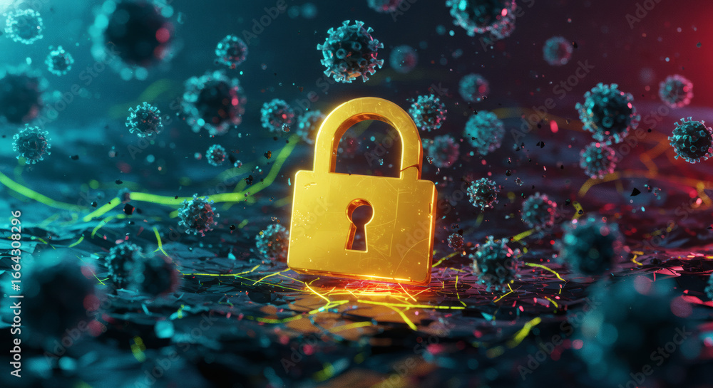 Poster cybersecurity protecting data in a world of viruses
