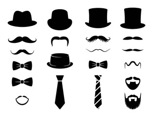 Gentleman's Accessories: Hats, Mustaches, Bow Ties, and Beards