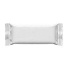 Blank white flow pack for snack isolated PNG with Transparent Background