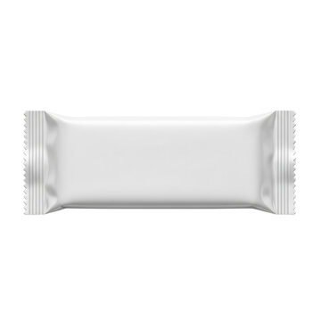 Blank white flow pack for snack isolated PNG with Transparent Background