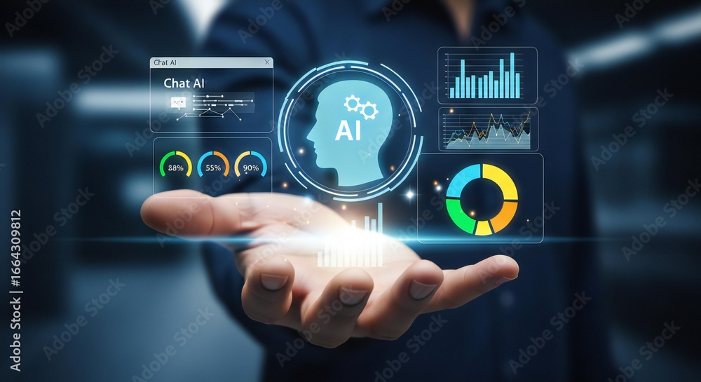 Aufkleber unlock future possibilities with advanced ai insights and data visualization presented on a futurist