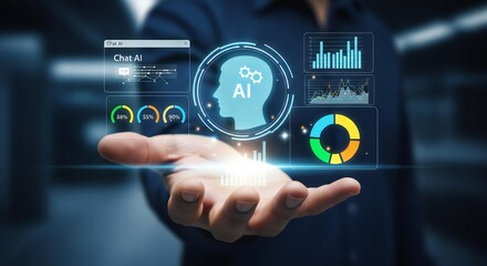 Unlock future possibilities with advanced AI insights and data visualization presented on a futuristic interface.