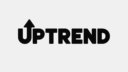 A black uptrend logo with an arrow pointing upwards on a white background in a centered position