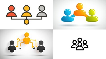 Four network diagrams showcase team connections in unique visual styles