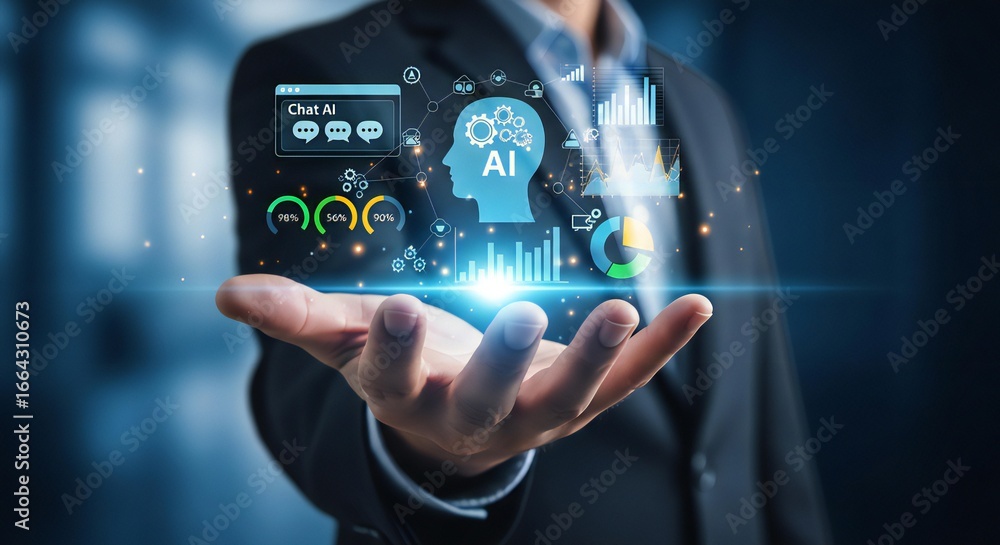 Poster innovative ai presentation showcasing data insights and smart technology for future business growth 