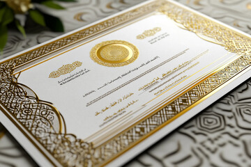 A 3D-Rendered Qurbani Certificate with Gold Foil

