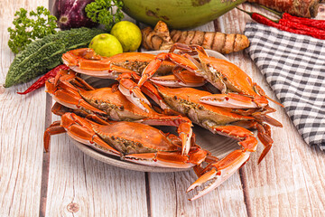 Hot fresh Boiled red crab