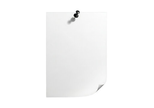 Blank sheet of paper pinned on the wall with tack isolated PNG with Transparent Background