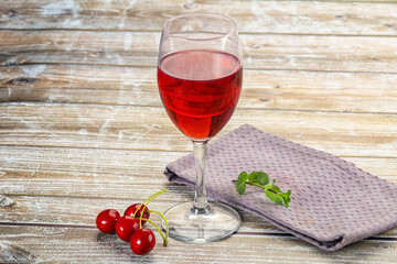 Sweet cherry juice in the glass