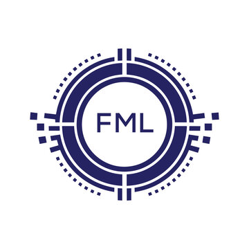 FML Modern Abstract Circular Technology Logo Design with FML Letter Logo.
