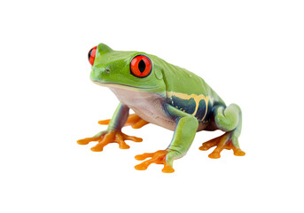 Obraz premium Vibrant Red-Eyed Tree Frog on White Background isolated on transparent background