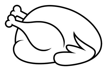 Simple Line Art Illustration of a Whole Roasted Turkey