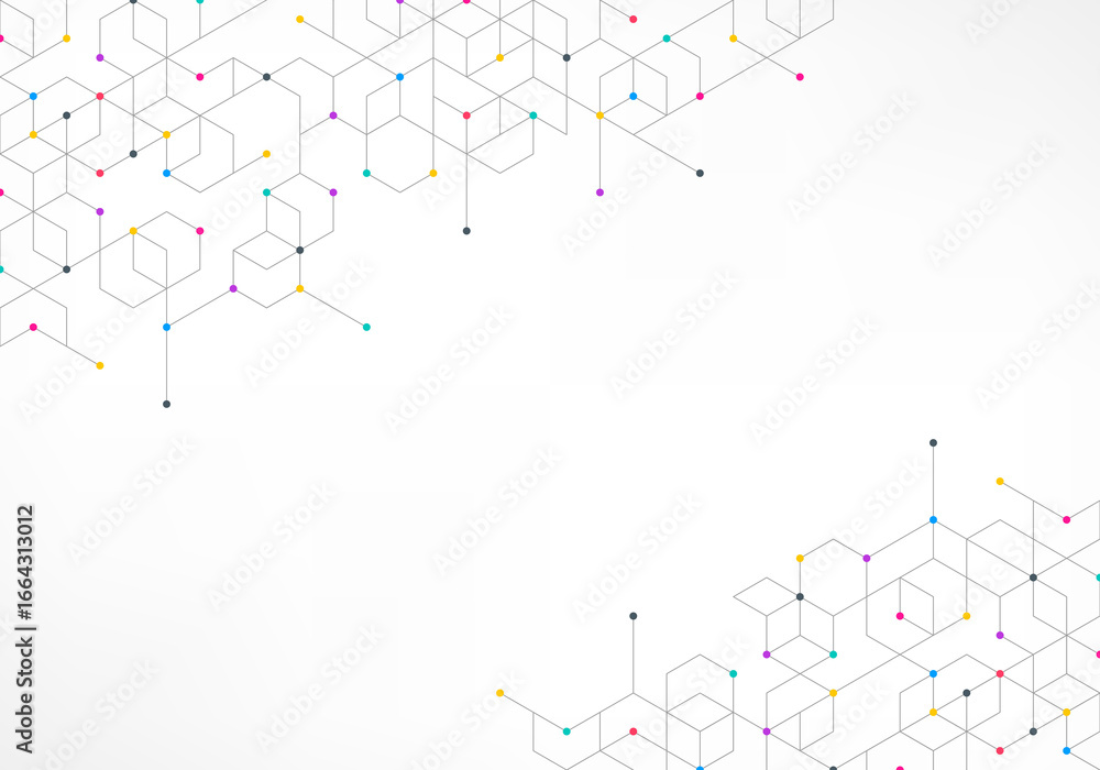 Poster graphic design element with abstract geometric background of simple hexagon pattern