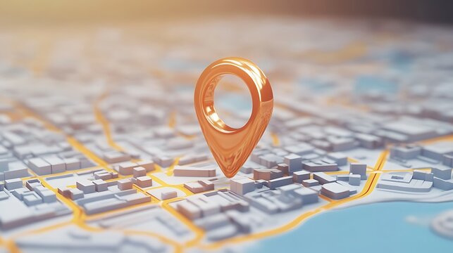 3D map with highlighted location