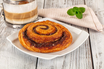 Homemade cinnabon swirl pastry with cinnamon