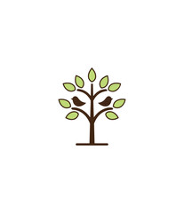 Fototapeta premium Simple tree with birds illustration