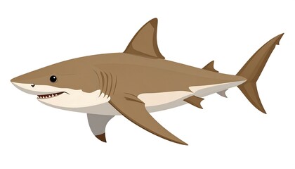 Naklejka premium A stylized illustration of a large shark, showcasing its impressive form and sharp features against a plain white background.