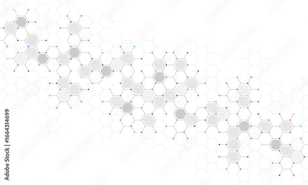 Aufkleber graphic design element with abstract geometric background of simple hexagon pattern
