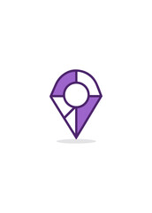 Purple location pin graphic design