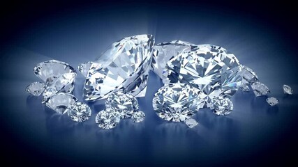 diamond on black background Camera slides slowly over diamonds or crystals 3d render CGI template luxury - Powered by Adobe