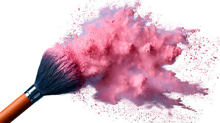 Pink Makeup Powder Explosion, isolated on transparent background