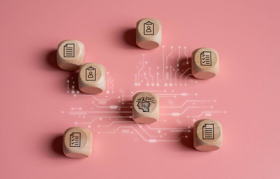 AI Cloud technology for data mining process. Artificial Intelligence technology for data driven decision making business. Data set and insight relate to global customer data. Icon with no people