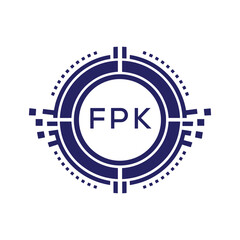 FPK Modern Abstract Circular Technology Logo Design with FPK Letter Logo.
