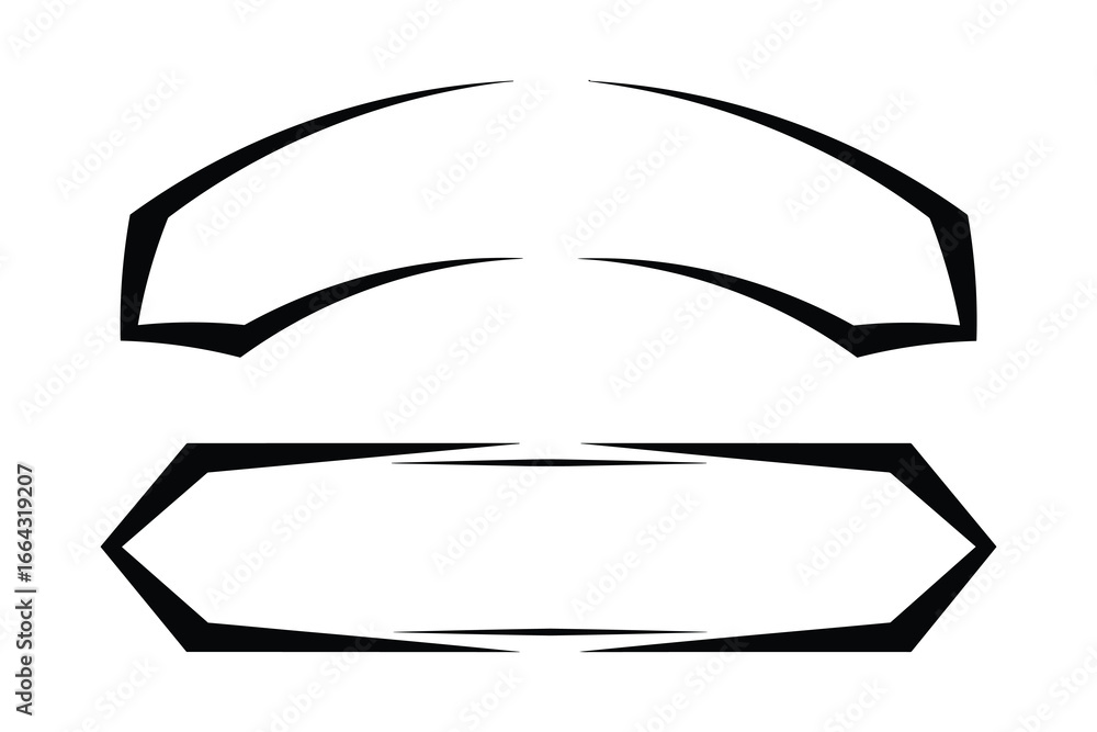 Poster geometric shapes arranged with black, angular borders. abstract design element on a plain white back
