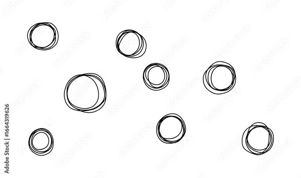 Poster a collection of hand drawn scribble circles creates a simple, abstract pattern with a sketchy, textu