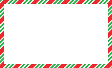 Christmas candy cane rectangle frame with red and green stripe. Christmas candy cane borders.  Blank Christmas and new year template. flat style.