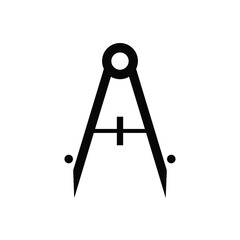 Black compass drawing tool white