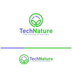 Creative Nature Tech Logo Design Concepts. Bio Tech Logo Template Vector
