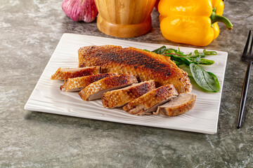 Roasted duck breast with slices