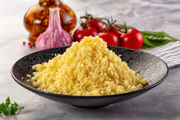 Boiled wheat couscous grain garnish