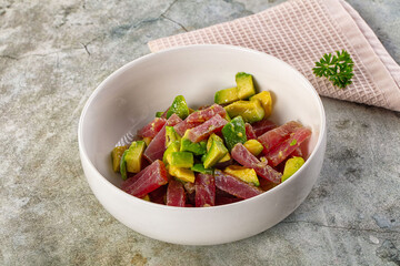 Delicous tuna with avocado salad