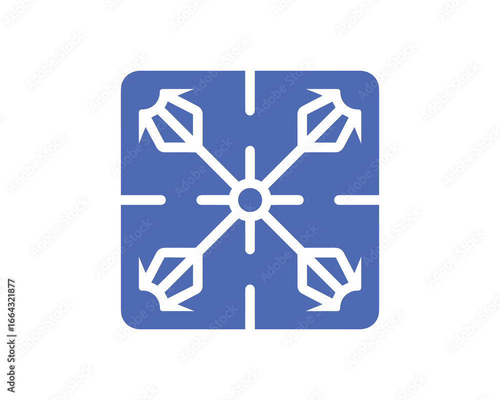 Poster flat style blue router icon with arrows. networking and connection vector design illustration.