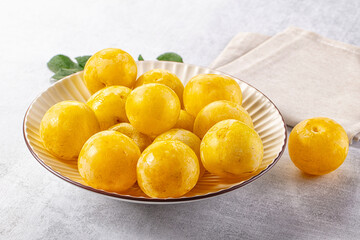 Ripe sweet fresh yellow plum