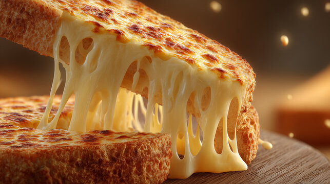 National Cheese Toast Day, close-up of cheese stretching from freshly baked toast