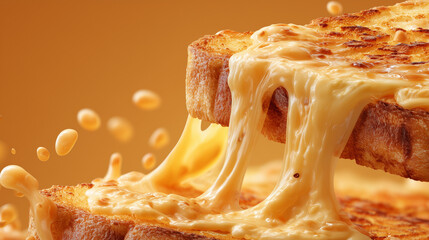 National Cheese Toast Day, close-up of cheese stretching from freshly baked toast