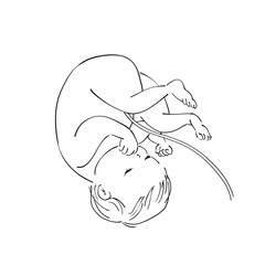 へその緒のついた赤ちゃん