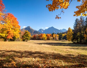 紅葉が広がる秋の自然風景
