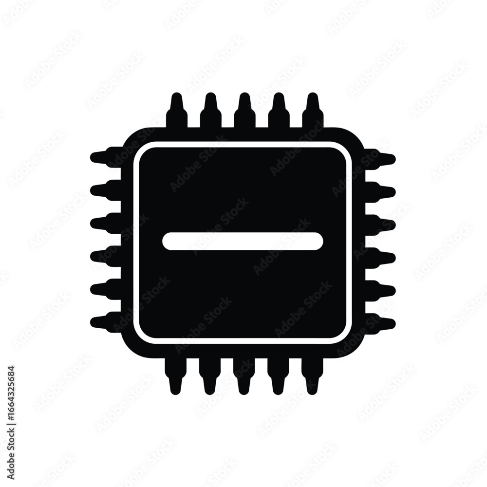 Poster black microchip with pins processor computer