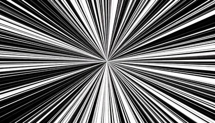 Obraz premium A dynamic black and white image features radiating lines, creating a strong sense of speed and energy.