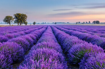 Obraz premium Vast Lavender Field at Sunrise